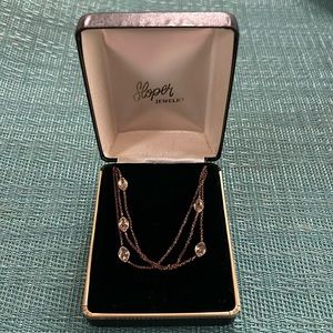 Edwardian Amber Crystal 5 Stone 3 Chain